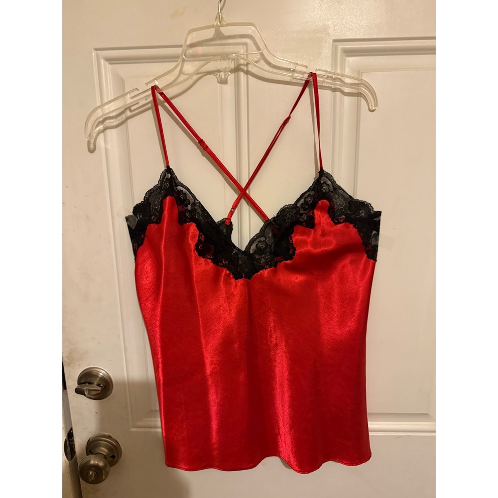 Fredericks of Hollywood Red‎ Satin Lace Cami Shorts Set XL